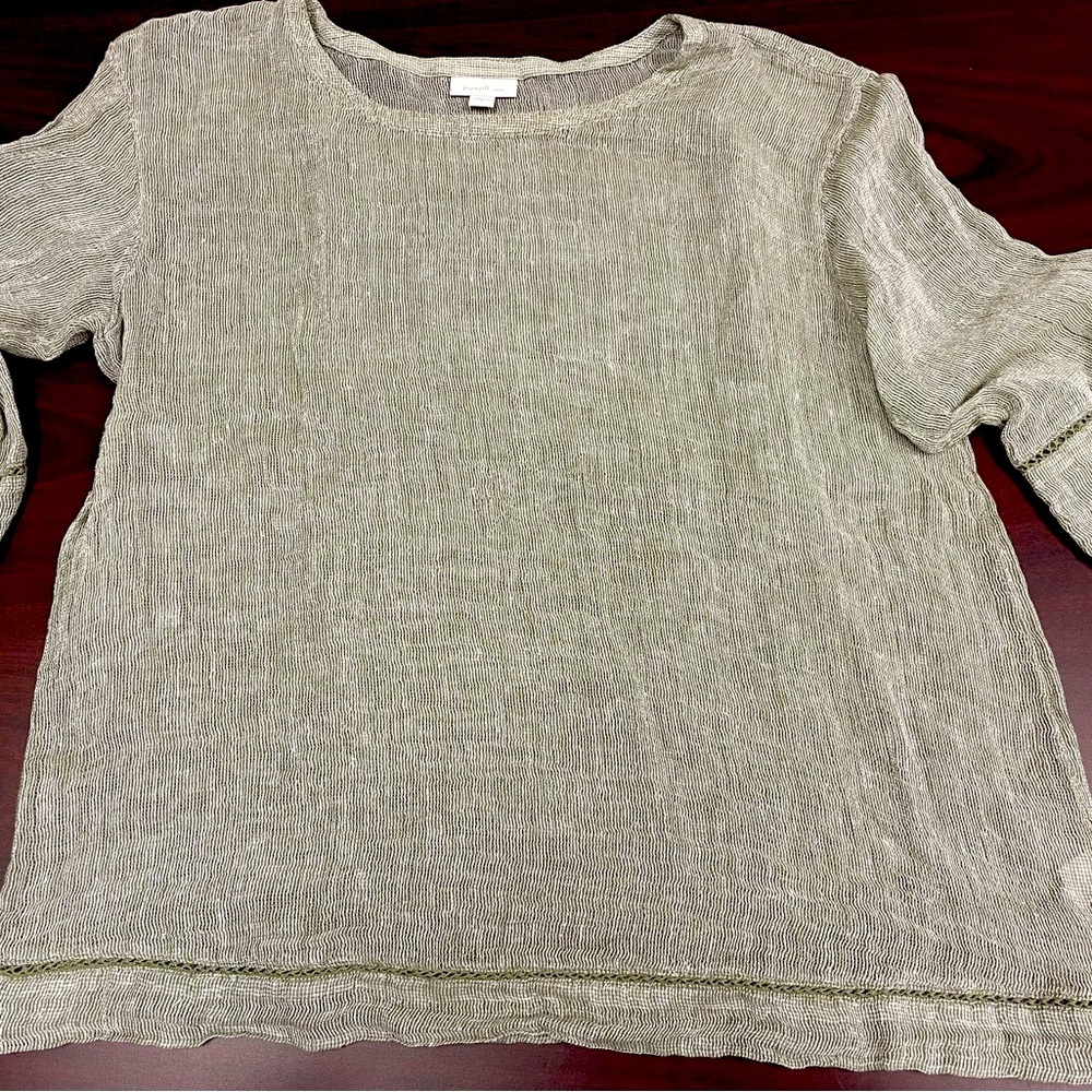 Pure Jill Linen sage green top